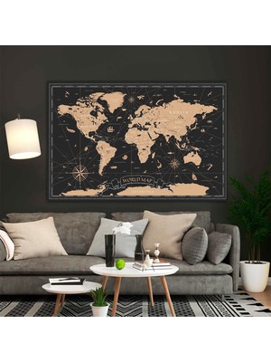 Dünya Haritası Kanvas Tablo – Seyahat ve Macera Temalı Duvar Sanatı