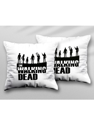 The Walking Dead Yazılı Iki Adet Iki Tarafı Baskılı Yıkanabilir Yastık Kırlent Kılıfı