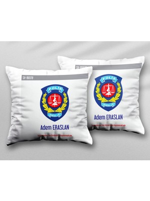 Kişiye Özel Kriminal Polis Iki Adet Iki Tarafı Baskılı Yıkanabilir Yastık Kırlent Kılıfı