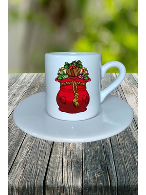 Yılbaşı Mum Baskılı Türk Kahvesi Fincanı Kişiye Özel Model 8