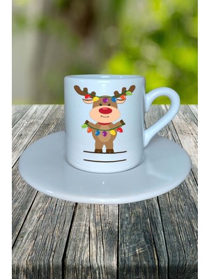 Yılbaşı  Baskılı Türk Kahvesi Fincanı Kişiye Özel Model 11