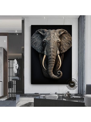 Siyah & Altın Fil Tablosu; Şık Fil Duvar Sanatı; Çok Renkli Kanvas; Hediye