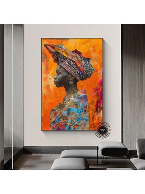 Afrika Kadın Portresi, Afro-Amerikan Kültürü, Afrika Kabilesi Duvar Sanatı, Yağlı Boya