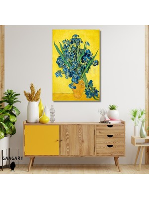 Tekli Dikey Kanvas Tablo Ünlü Eserler Van Gogh Irises