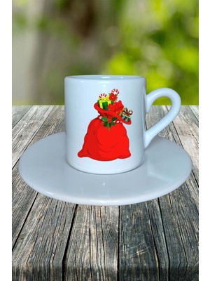 Yılbaşı  Baskılı Türk Kahvesi Fincanı Kişiye Özel Model 39