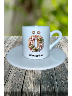 Ö Harfi Kurabiye Noel Yeniyıl Isimli Baskılı Türk Kahvesi Fincanı Kişiye Özel Model 18