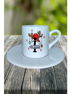 I Harfi Yeniyıl Hediye Noel Christmas  Baskılı Türk Kahvesi Fincanı Kişiye Özel Model 10