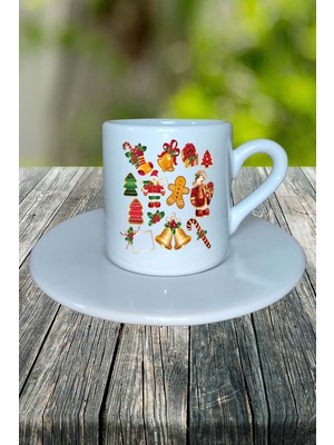 Yılbaşı  Baskılı Türk Kahvesi Fincanı Kişiye Özel Model 33