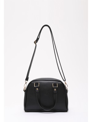 Siyah SHK205 Suni Deri Fermuarlı Tek Bölmeli Ayarlanabilir Askılı El,kol ve Omuz Çantası