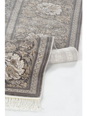 Xayden Çerçeveli Gri Bambu Kare Modern Desenli Akrilik Hav Vermeyen Leke Tutmayan Kolay Temizlenen Yumuşak Makine Salon Yolluk Mutfak Halı