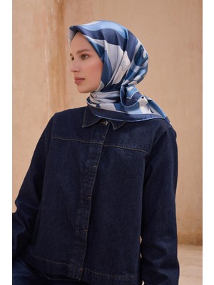 Belli Twill İpek Eşarp Lacivert