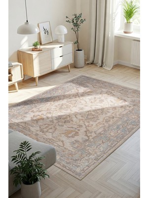 Relic Gri Vintage Dokulu Klasik Desenli Dokuma Tabanlı Şönil Halı Al 511