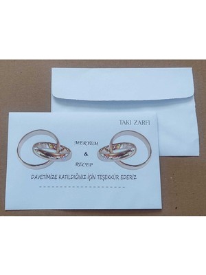 Isminize Özel 60 Adet Düğün Nişan Kına Para Takı Zarfı 10,5 x 16,5 cm Tsyasrf