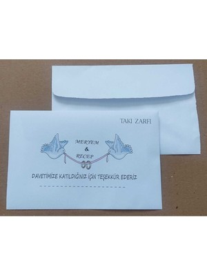 Isminize Özel 60 Adet Düğün Nişan Kına Para Takı Zarfı 10,5 x 16,5 cm Tyttrdrgd