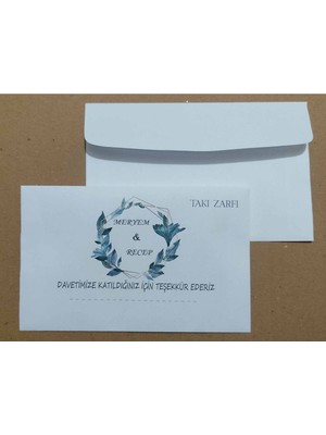 Isminize Özel 60 Adet Düğün Nişan Kına Para Takı Zarfı 10,5 x 16,5 cm Kldkgjje