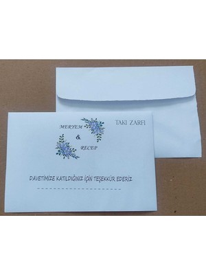 Isminize Özel 60 Adet Düğün Nişan Kına Para Takı Zarfı 10,5 x 16,5 cm Tkgrdfd