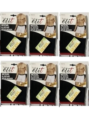 Tutku Elit 6'lı Paket 1252 Erkek Modal Elastan Likralı Boxer Koyu Renkli