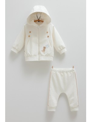 Caramell Cute Fly Kapşonlu Ikili Takım - Ekru