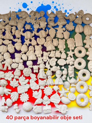 40 Parça Boyanabilir Figür Seti – Çocuklar ve Yetişkinler Için Hobi & Sanat Aktivitesi