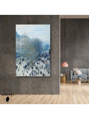 Tekli Dikey Kanvas Tablo Ünlü Eserler Claude Monet Boulevard Des Capucines