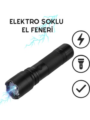 Feer Teknoloji Çift Fonksiyonlu El Feneri – Şarjlı, Elektro Şoklu, Taşınabilir Güvenlik Aracı