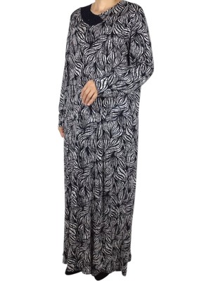 Kadın Desenli Oskar Kumaş Kulplu Elbise Anne4