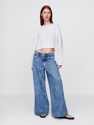 Gap Kadın Mavi Düşük Bel Extra Baggy Jean Pantolon