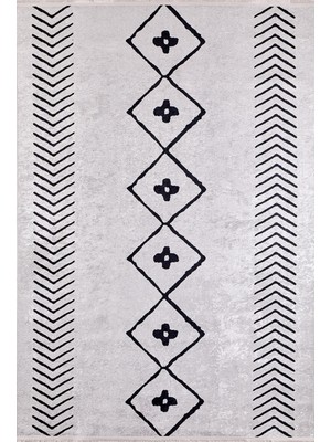 Hali.Net 80x150 cm Gri Dijital Baskı Etnik Patchwork Halı | Mutfak Balkon Salon Halısı | Hav Vermez Hipoalerjenik | HALN-HLN1192