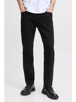 Jack & Jones Erkek Jjiclark Jeans Günlük Stil Boru Paça Desenli Siyah Kumaş Malzemesi