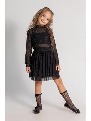 Kız Sifon Taşlı Etek Takım 25KDMB0528