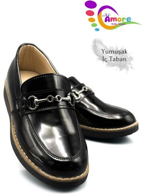 Köprü Tokalı Model Erkek Çocuk Okul Ayakkabı Rugan Siyah