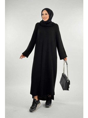 Boğazlı Triko Elbise 18209 Siyah