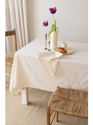 Wellstil Doku | Organik Ham Keten Masa Örtüsü 140X140 cm   