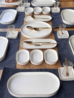 Kahvaltı Takımı Pure Gold Oval 45 Parça 6 Kişilik