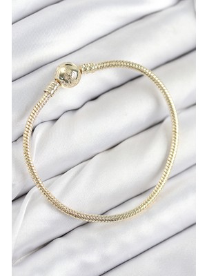 Mustran Pirinç Charm Topcuk Model Gold Renk Kadın Bileklik