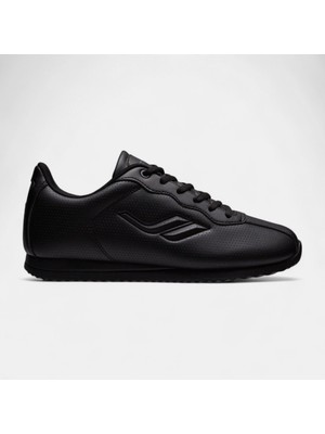 Lescon Neptun 6 Unisex Sneakers Spor Ayakkabı Siyah Suni Deri Düz Taban Konforlu Tasarım