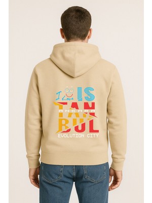 I Love Istanbul Evolution City Baskılı Oversize Hoodie – Unisex Kapüşonlu Sweatshirt