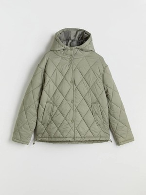 Kapüşonlu Kapitone Oversize Kadın Şişme Mont  (W5)