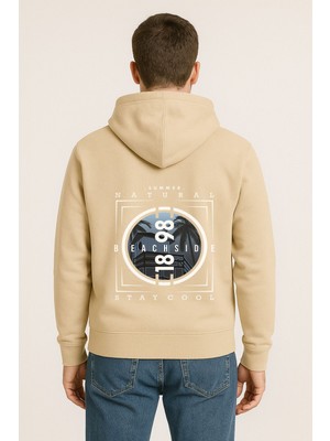 Unisex Oversize Hoodie – Beachside Stay Cool Yaz Baskılı Unisex Kapüşonlu Sweatshirt