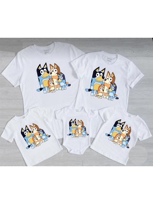Bluey Aile Kombini Tshirt Zıbın (Gözüken 1 Adet Fiyatıdır)