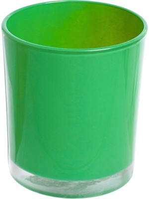 6 Adet Çimen Yeşili Pastel Renk Cam Mumluk - Iç Boyama - Doluma Uygun 403