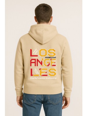 Los Angeles City Lights Baskılı Oversize Hoodie – Unisex Sokak Stili Kapüşonlu Sweatshirt