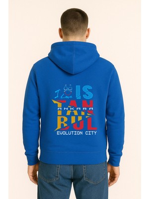 I Love Istanbul Evolution City Baskılı Oversize Hoodie – Unisex Kapüşonlu Sweatshirt