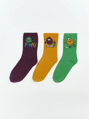 Lcw  Desenli Erkek Çocuk Soket Çorap 3'lü  (W5)