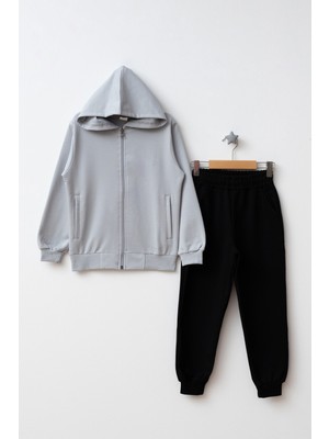 Beniizle Kapüşonlu Fermuarlı Unisex Eşofman Takımı Normal Kalıp Günlük Kullanım