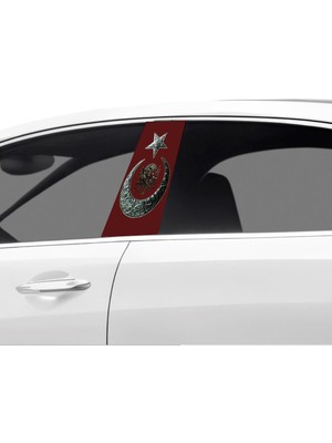 Araç Kapı Direk Kaplama Folyosu Osmanlı Tuğrası Desenli (Sağ Sol Takım) (2 Adet) - 22X50 cm