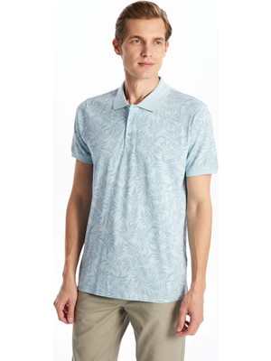 Lcwaıkıkı Classic Mavi Polo Yaka Kısa Kollu Desenli Pike Erkek Tişört