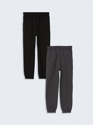 Lcw Kids Siyah Beli Lastikli Baskılı Erkek Çocuk Jogger Eşofman Alt 2'li