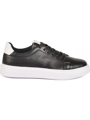 Siyah Beyaz Bağcıklı Hafif Erkek Sneaker 136 M