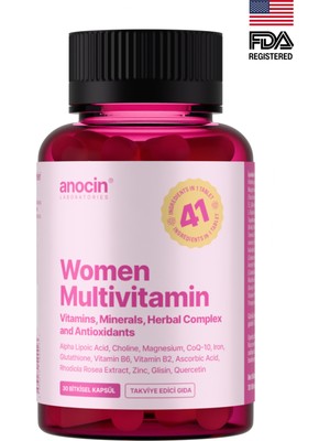 anocin Multivitamin Kadın 41 Çeşit ile Tr'de Ilk Woman Multivitamin & Mineral Complex